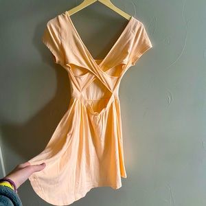 Peach Cross-back Skater Dress
